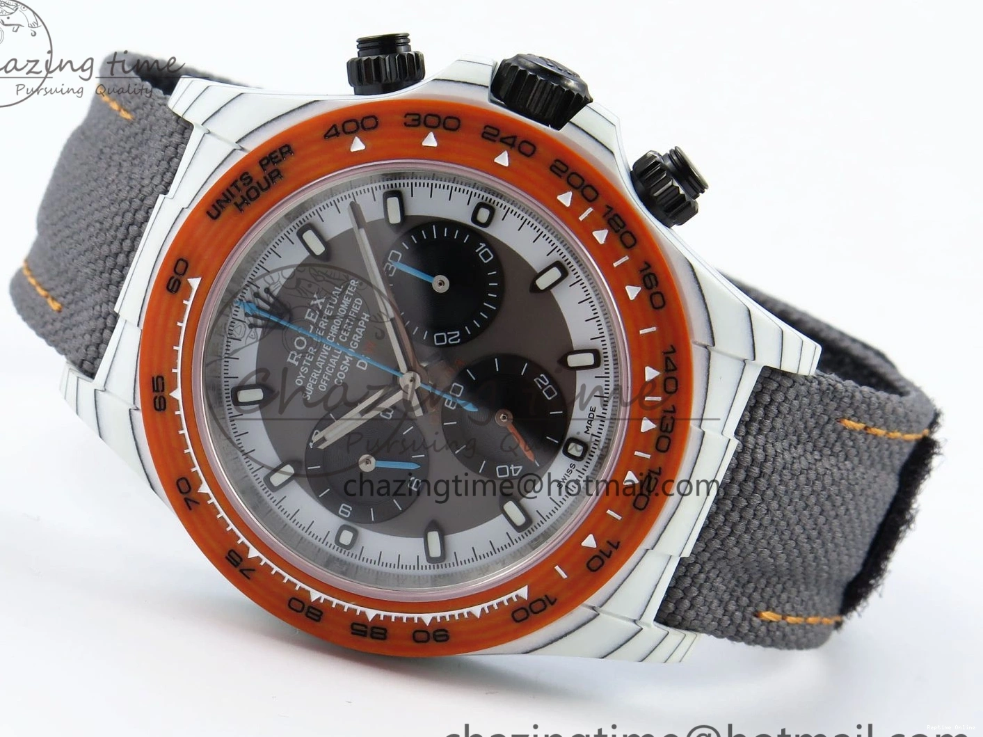 0516 Daytona DIW White Carbon Case DIWF Edition Gray White Dial Orange Bezel on Gray Nylon Strap A HighQuality 1844